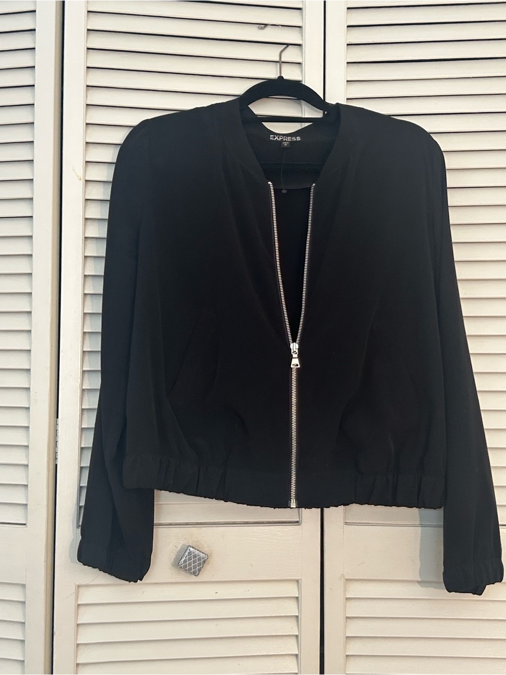 Express Women's Black Zip-Up Bomber Jacket